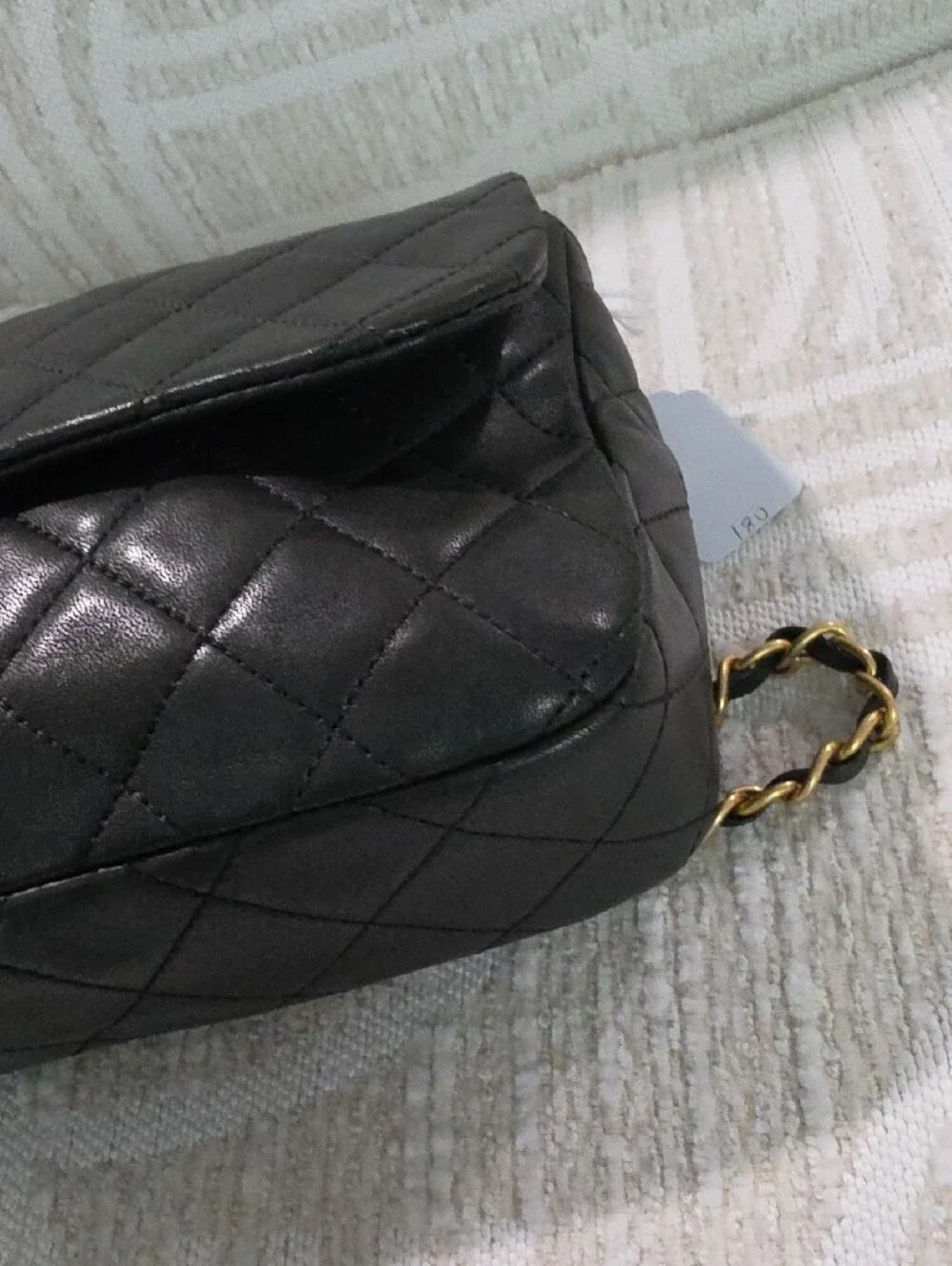 CHANEL ValentineBlack Quilted Leather Shoulder Bag with Charm Chain